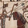 L'armée anglaise encaisse la charge de la cavalerie normande (tapisserie de Bayeux)